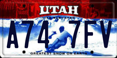 UT license plate A747FV