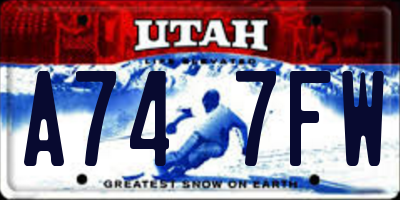 UT license plate A747FW