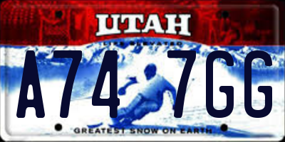 UT license plate A747GG