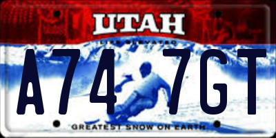 UT license plate A747GT