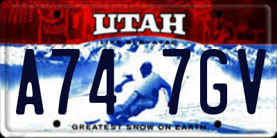 UT license plate A747GV
