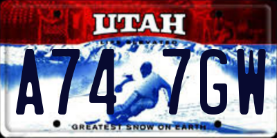 UT license plate A747GW