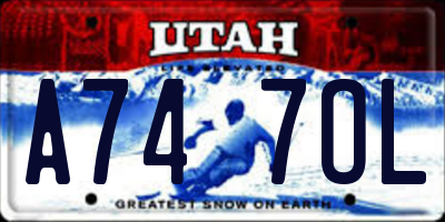 UT license plate A747OL