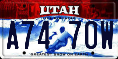 UT license plate A747OW
