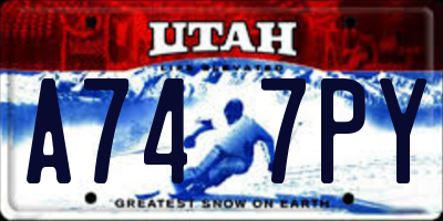 UT license plate A747PY