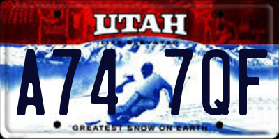 UT license plate A747QF
