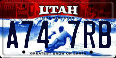 UT license plate A747RB