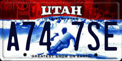 UT license plate A747SE