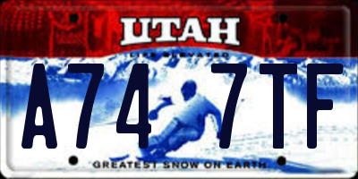 UT license plate A747TF