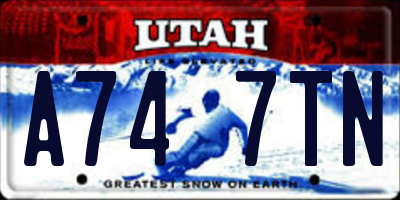 UT license plate A747TN