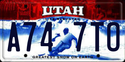 UT license plate A747TO