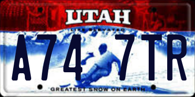 UT license plate A747TR