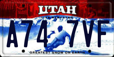 UT license plate A747VF