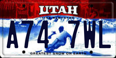 UT license plate A747WL