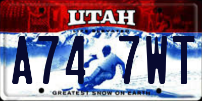 UT license plate A747WT