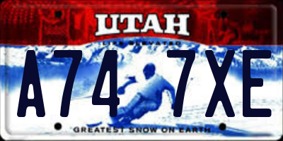 UT license plate A747XE