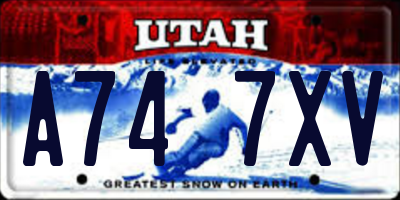 UT license plate A747XV