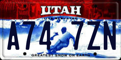 UT license plate A747ZN