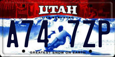 UT license plate A747ZP