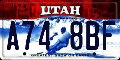 UT license plate A748BF