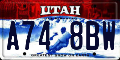 UT license plate A748BW