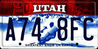 UT license plate A748FC