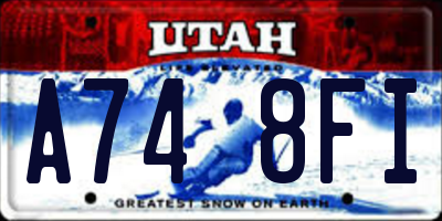 UT license plate A748FI