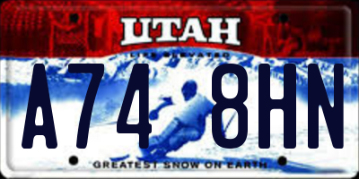 UT license plate A748HN