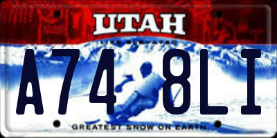 UT license plate A748LI