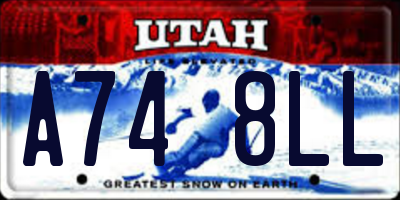UT license plate A748LL