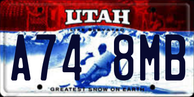 UT license plate A748MB