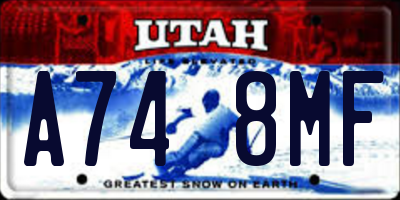 UT license plate A748MF