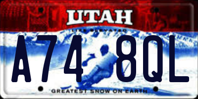 UT license plate A748QL