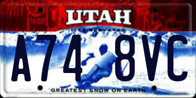 UT license plate A748VC
