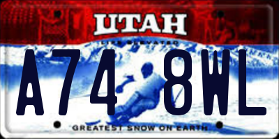 UT license plate A748WL