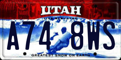 UT license plate A748WS