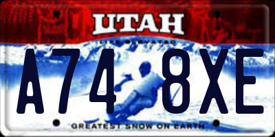 UT license plate A748XE