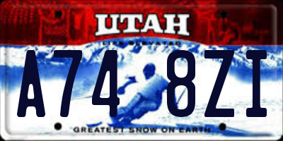 UT license plate A748ZI