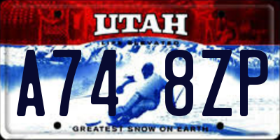 UT license plate A748ZP