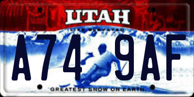 UT license plate A749AF
