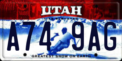 UT license plate A749AG