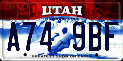 UT license plate A749BF