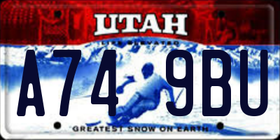 UT license plate A749BU
