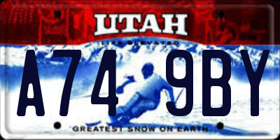 UT license plate A749BY