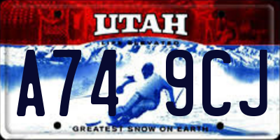 UT license plate A749CJ