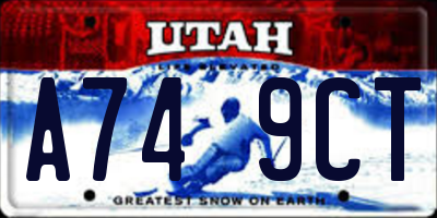 UT license plate A749CT
