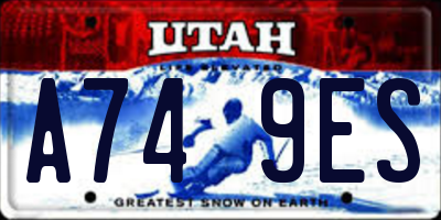 UT license plate A749ES