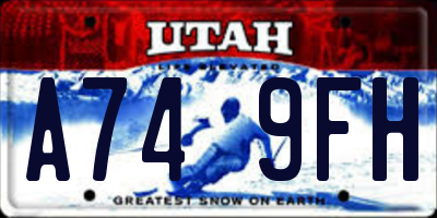 UT license plate A749FH