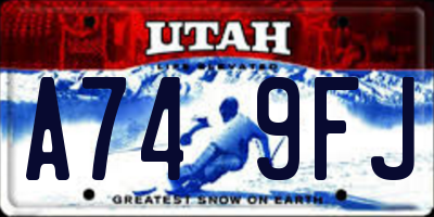 UT license plate A749FJ
