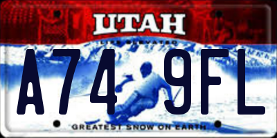 UT license plate A749FL